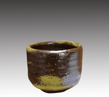 備前焼茶碗 金重陶陽作(高さ:約5.5cm、幅:約6.5cm)