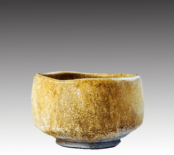 美濃焼 黄瀬戸茶碗 加藤孝造作作(高さ:約8.2cm、幅:約11.8cm)