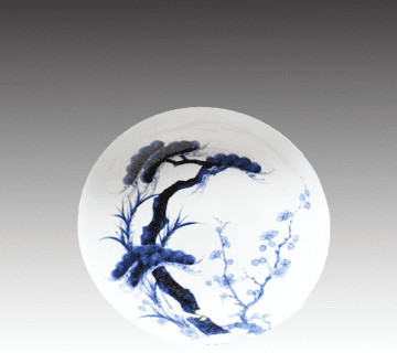 鍋島焼 染付皿(直径:約30cm)