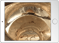 銀瓶内部の撮影