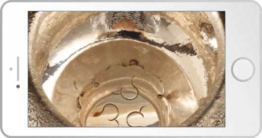 銀瓶内部の撮影